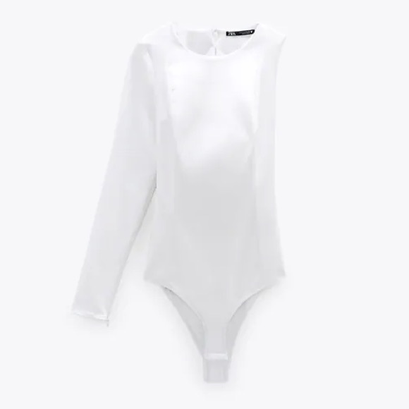 Zara white asymmetrical bodysuit, size S - Picture 2 of 2